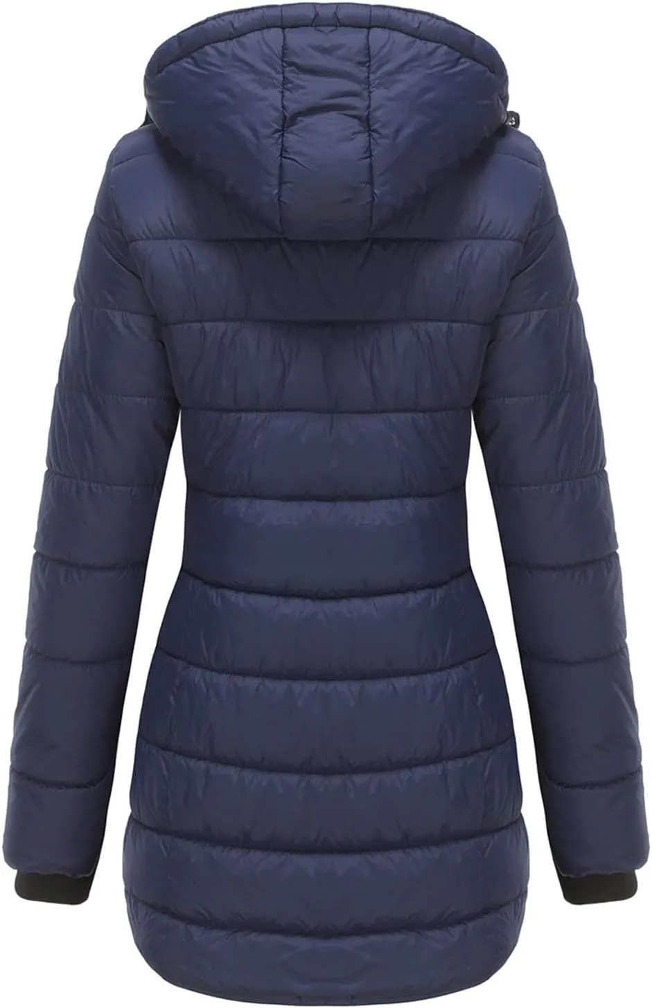 2023 Womens Packable Puffer Coat Trendy Windproof Lightweight Down Jacket Winter Warm Long Puffer Coat with Detachable Hood