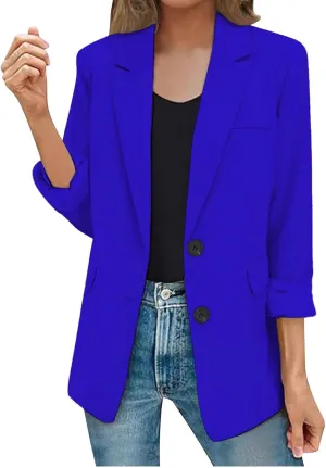 2025 Womens Work Office Blazer Jacket Casual Bussiness Blazers Open Front Long Sleeve Button Down Lapel Blazer