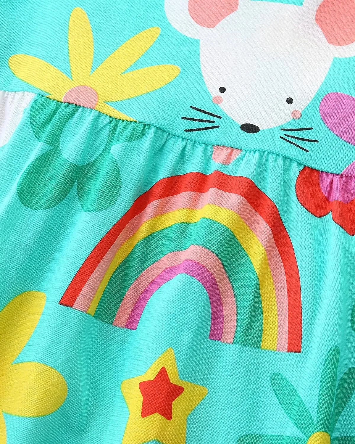 AIWUHE Toddler Girls Dress Cotton Casual Short Sleeve Striped Jersey Dresses Summer Cartoon Dinosaurs Appliques Shirt 2-7Y