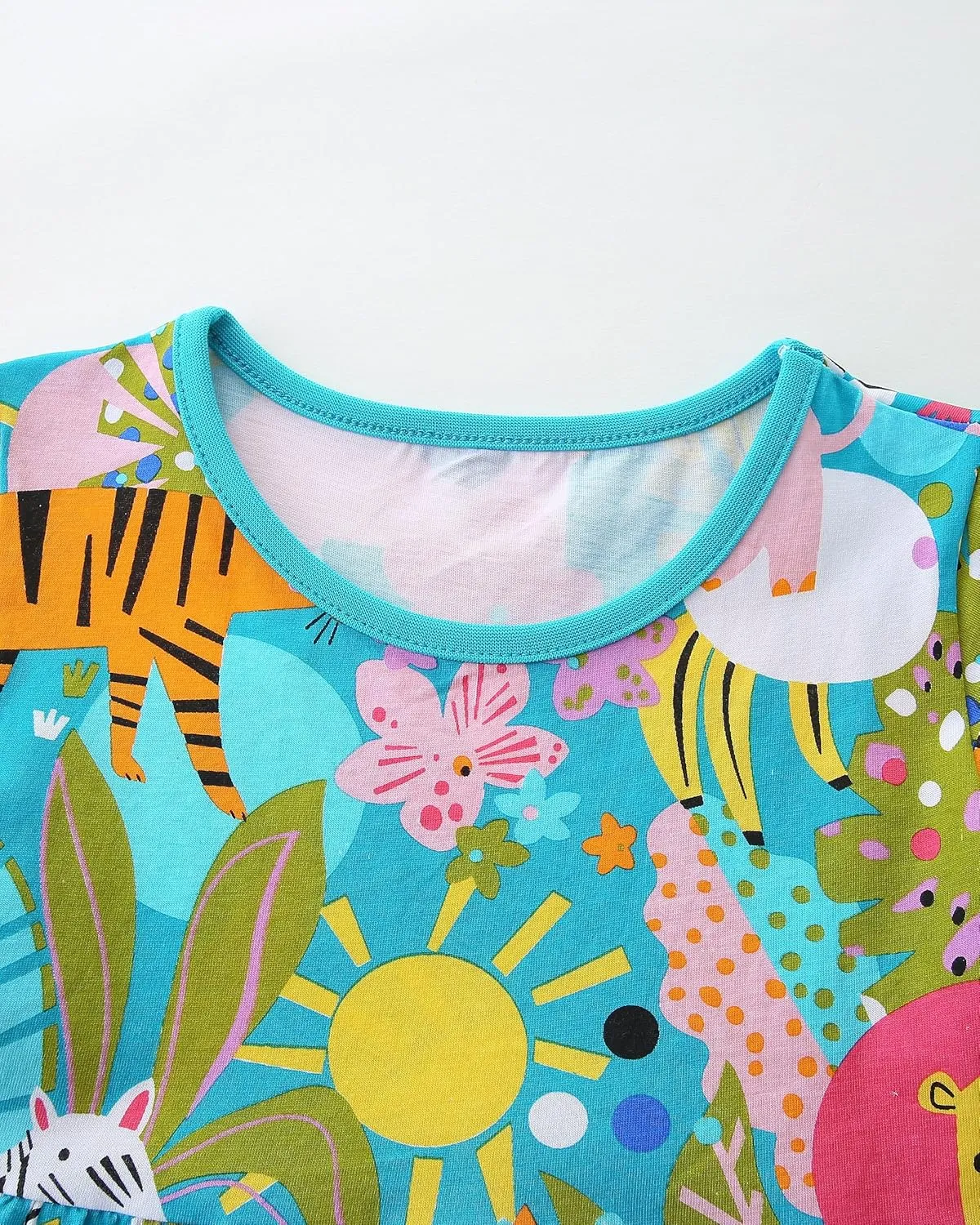 AIWUHE Toddler Girls Dress Cotton Casual Short Sleeve Striped Jersey Dresses Summer Cartoon Dinosaurs Appliques Shirt 2-7Y