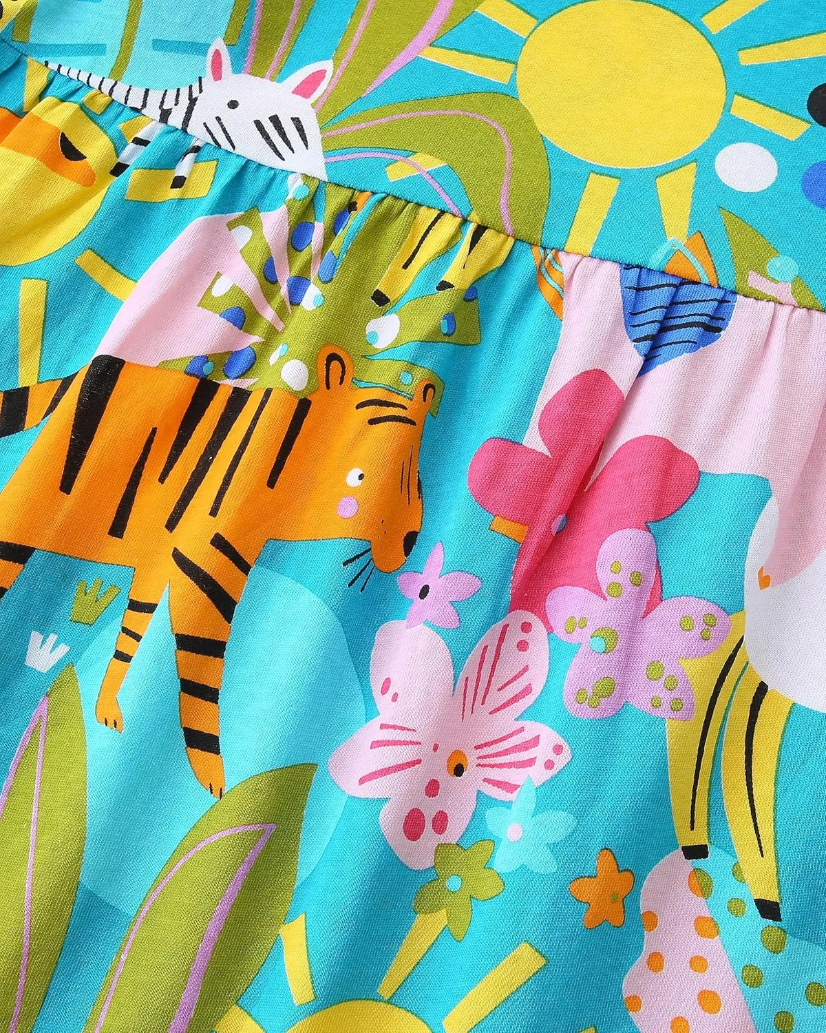 AIWUHE Toddler Girls Dress Cotton Casual Short Sleeve Striped Jersey Dresses Summer Cartoon Dinosaurs Appliques Shirt 2-7Y