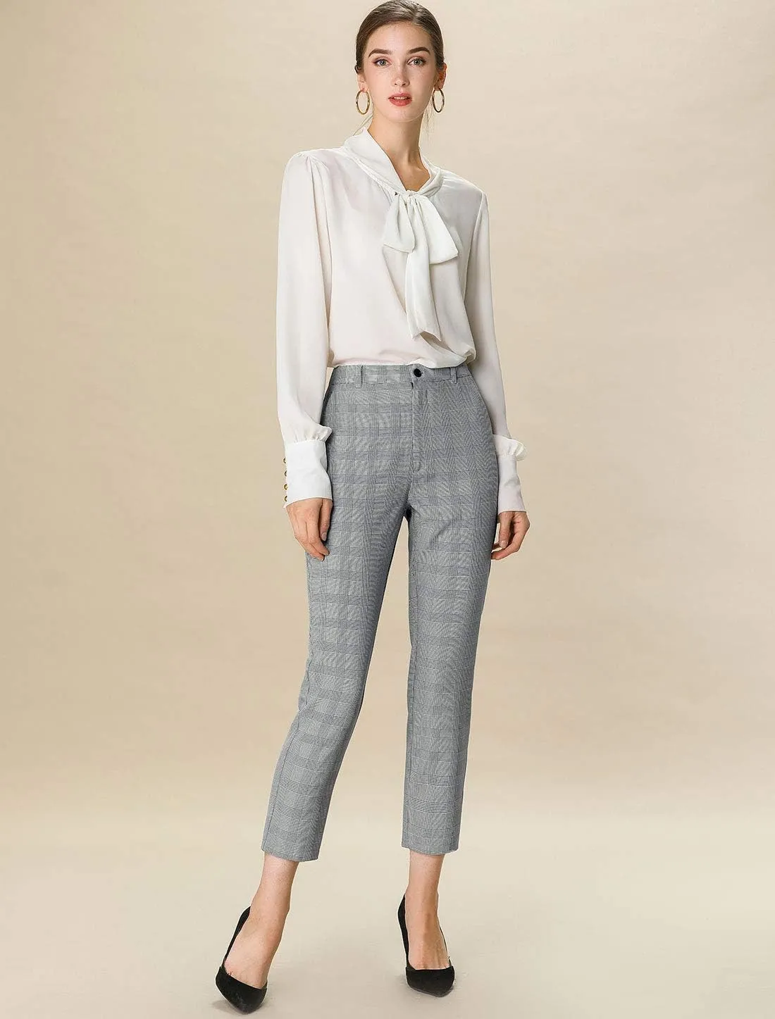 Allegra K Women's Work Dress Pants High Waisted Office Ankle Pants
