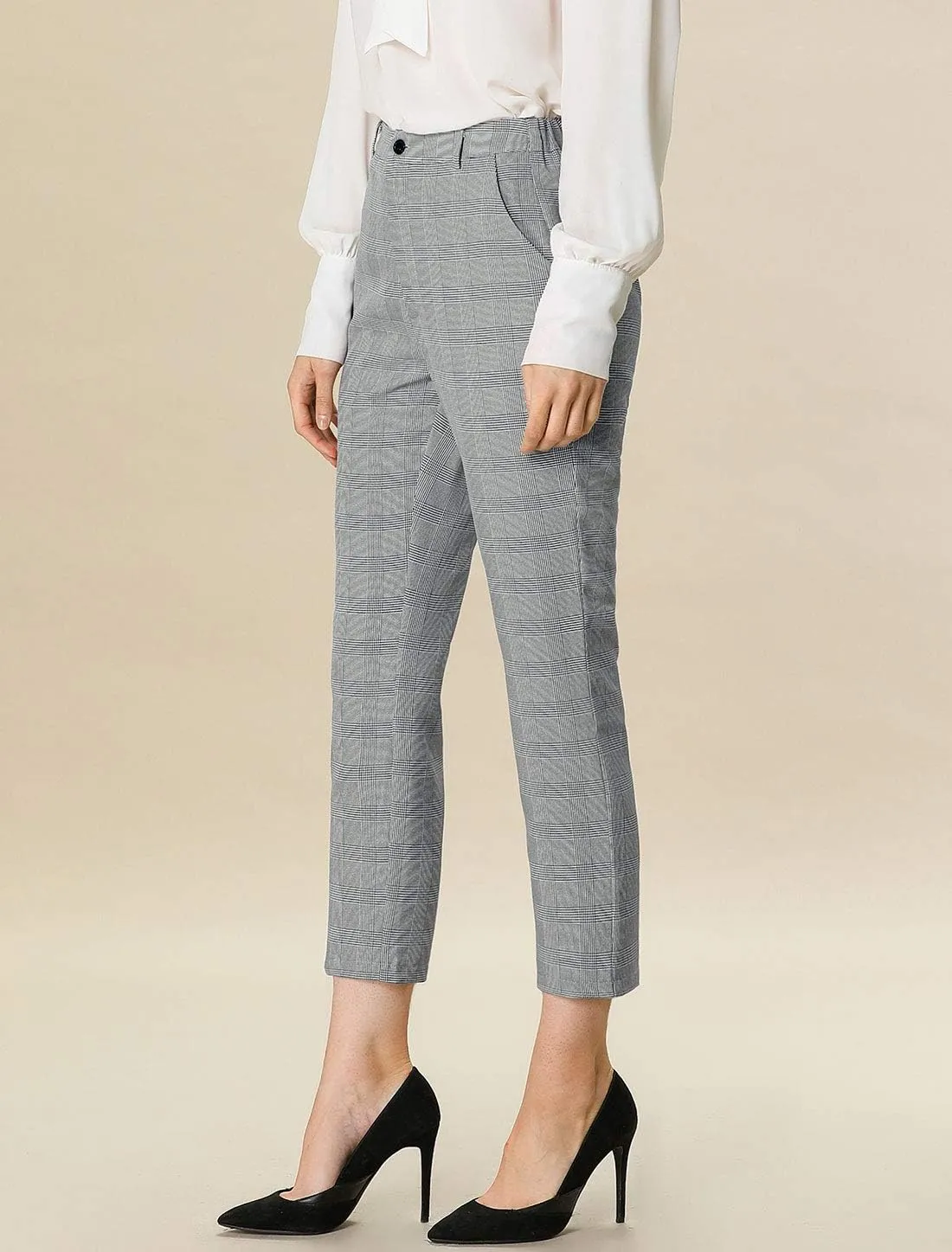Allegra K Women's Work Dress Pants High Waisted Office Ankle Pants