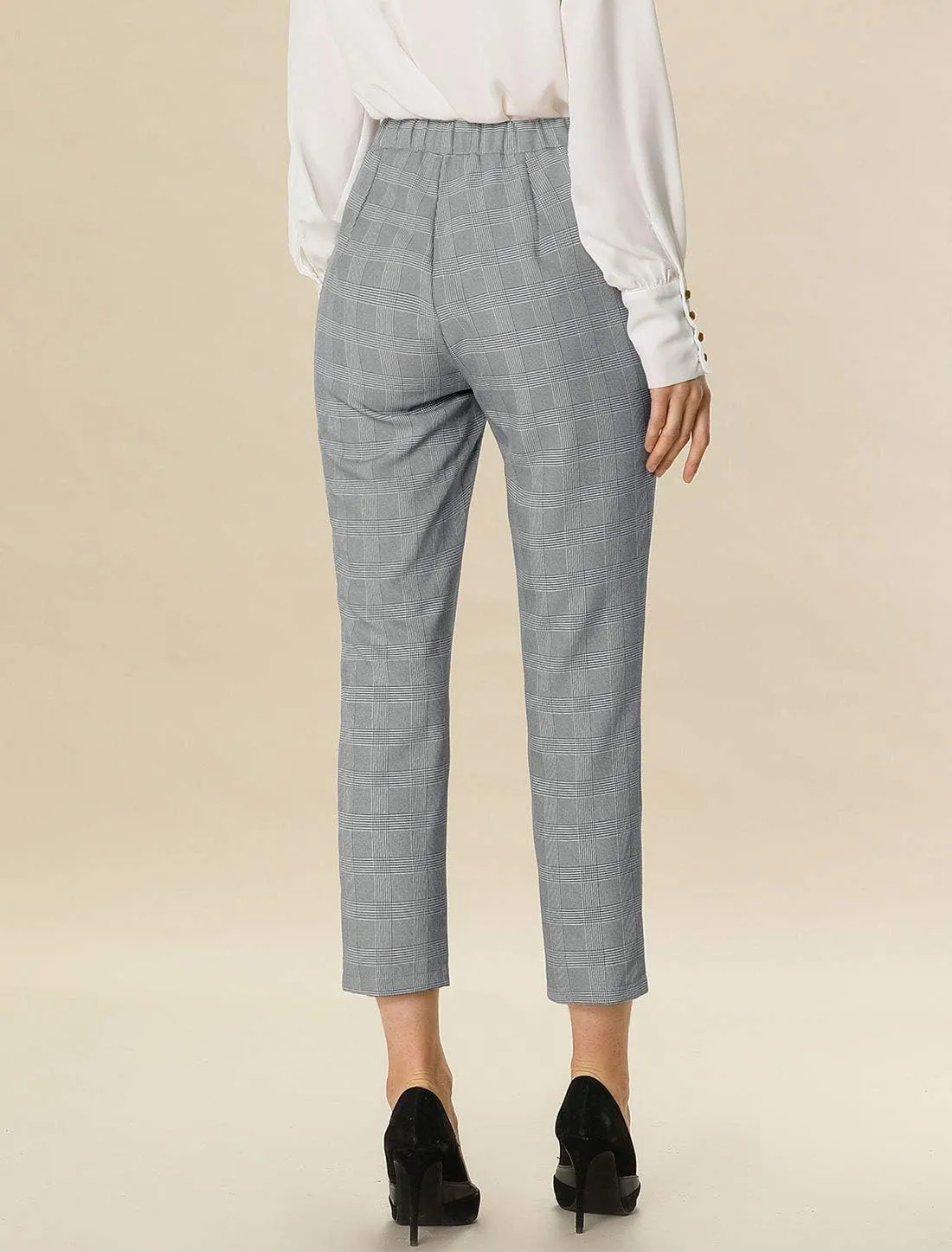 Allegra K Women's Work Dress Pants High Waisted Office Ankle Pants