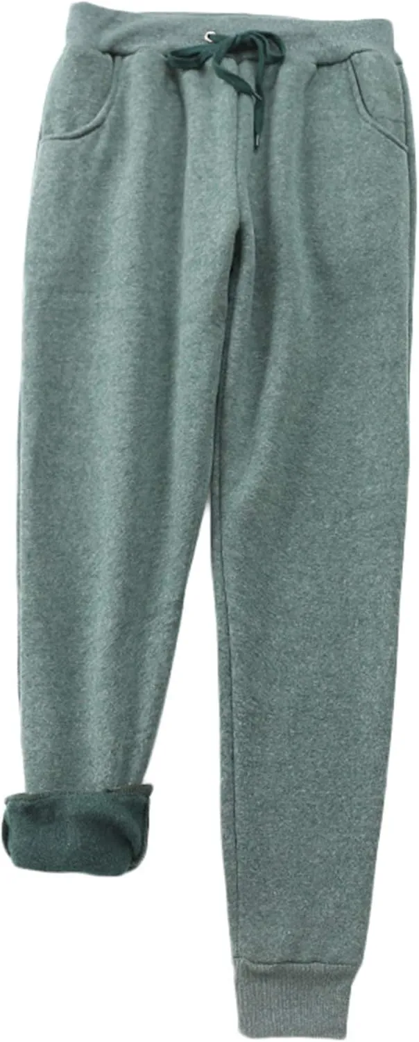 Andongnywell Women's Warm Jogger Fleece Pants Sherpa Lined Athletic Sweatpants Winter Casual Harem Sports Pants