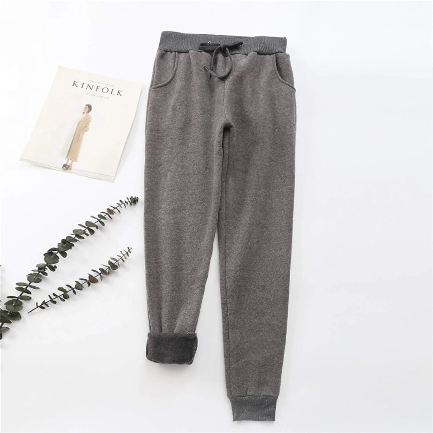 Andongnywell Women's Warm Jogger Fleece Pants Sherpa Lined Athletic Sweatpants Winter Casual Harem Sports Pants