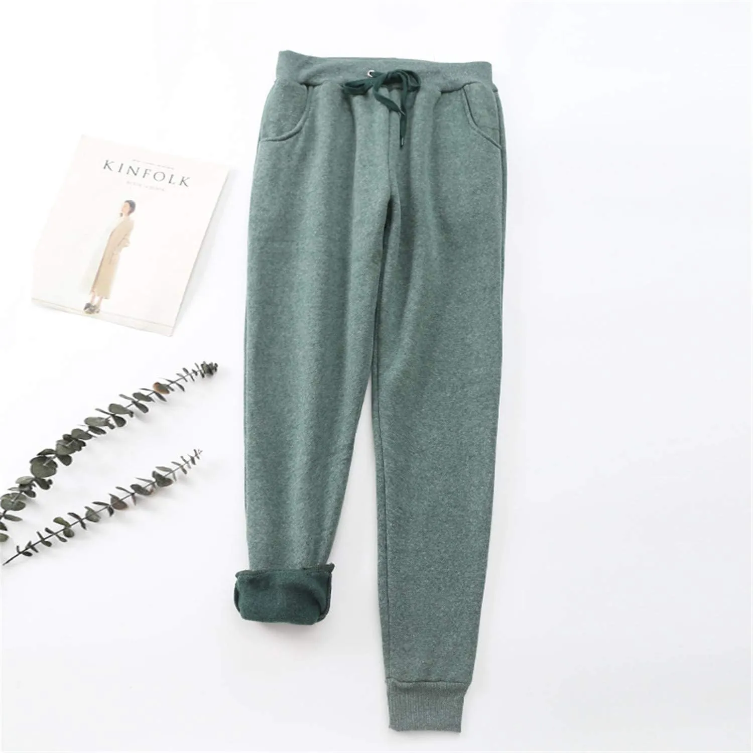 Andongnywell Women's Warm Jogger Fleece Pants Sherpa Lined Athletic Sweatpants Winter Casual Harem Sports Pants