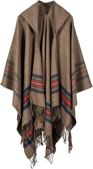 Bakerdani Poncho Capes with Hood Pashmina Cardigans Blanket Shawls with Tassels