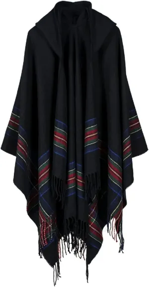 Bakerdani Poncho Capes with Hood Pashmina Cardigans Blanket Shawls with Tassels