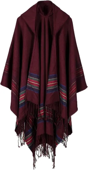 Bakerdani Poncho Capes with Hood Pashmina Cardigans Blanket Shawls with Tassels