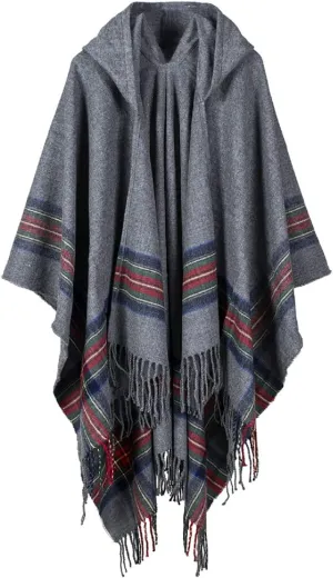 Bakerdani Poncho Capes with Hood Pashmina Cardigans Blanket Shawls with Tassels