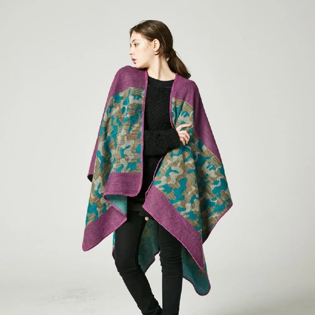 Bakerdani Women's Winter Wrap Blanket Poncho Cape Shawl Cardigans Sweater Coat