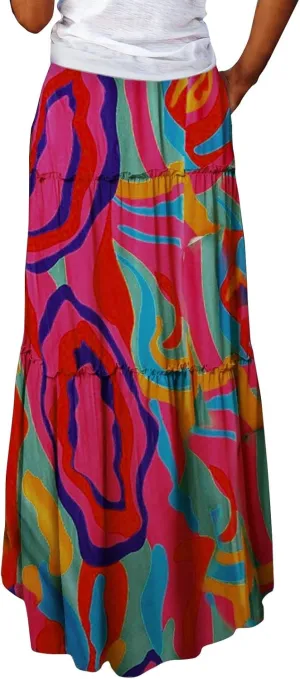Beach Skirts for Women, Boho Maxi Trendy Casual Vacation Flowy Womens Skirts