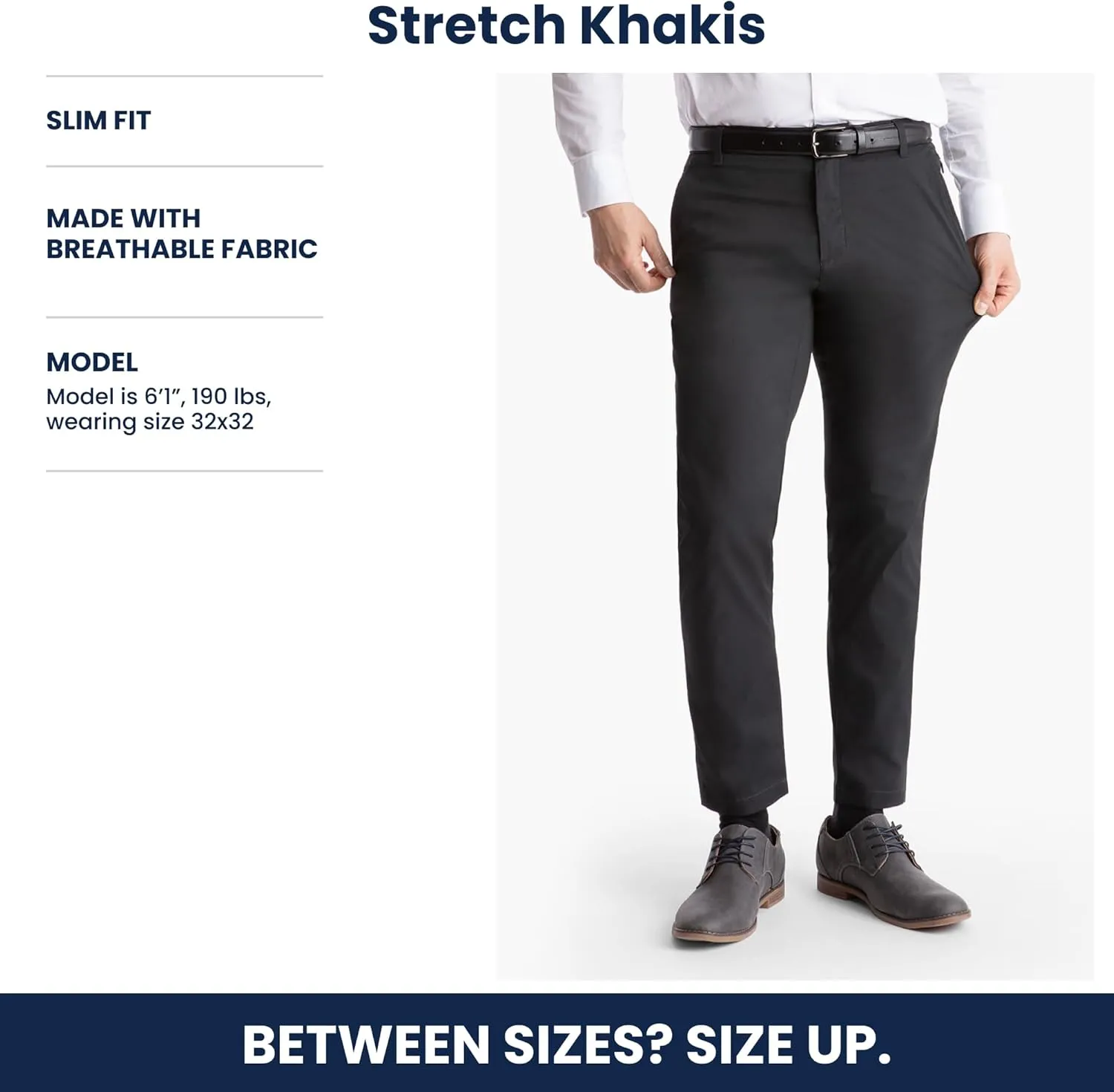 birddogs Mens Stretch Khakis – Casual, Slim Fit Pants