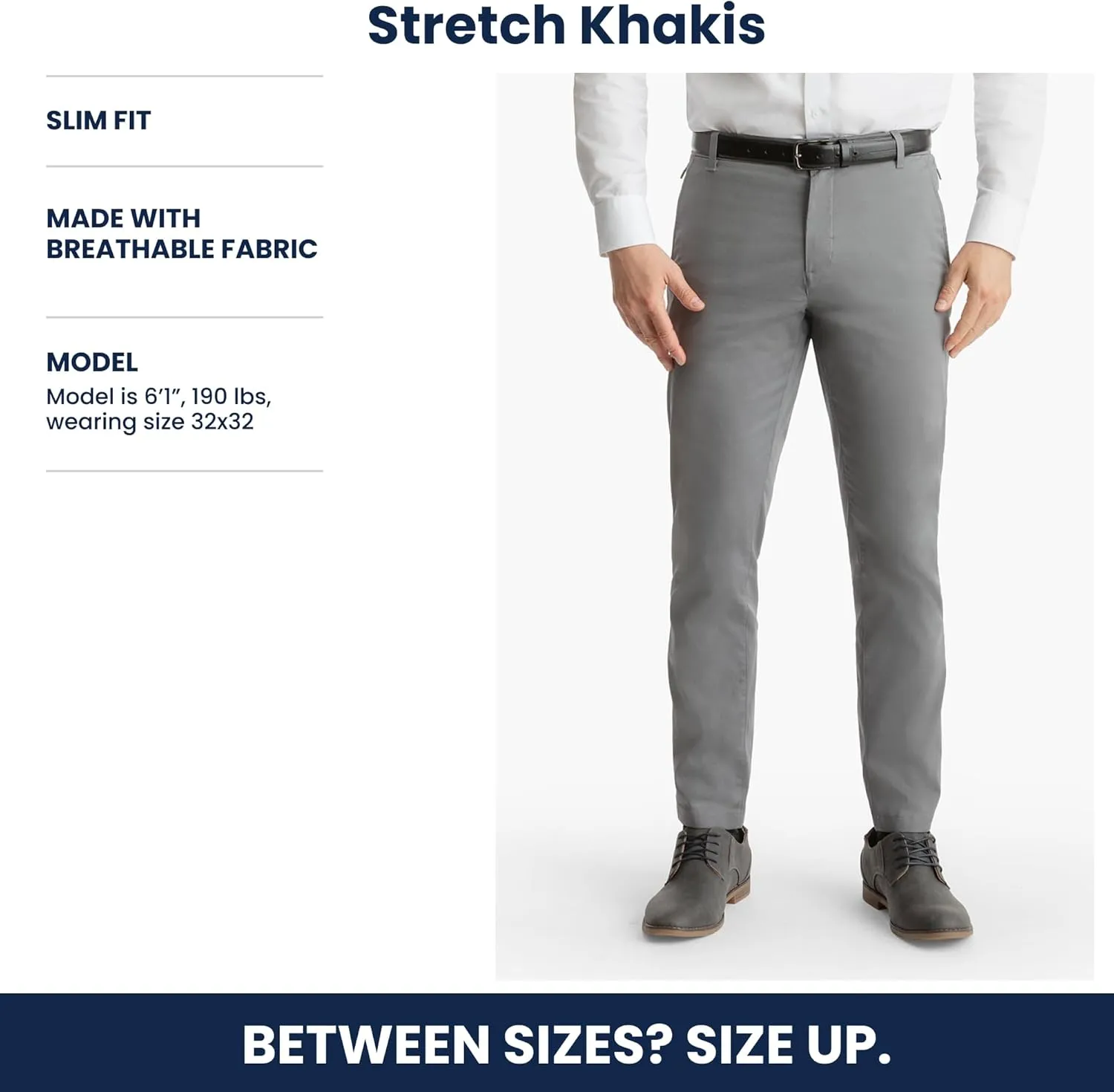 birddogs Mens Stretch Khakis – Casual, Slim Fit Pants