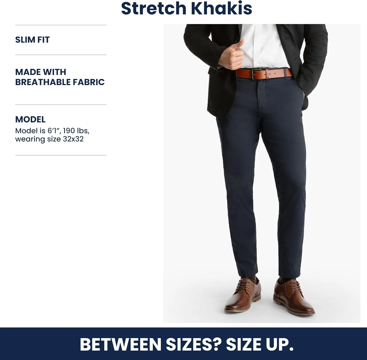 birddogs Mens Stretch Khakis – Casual, Slim Fit Pants