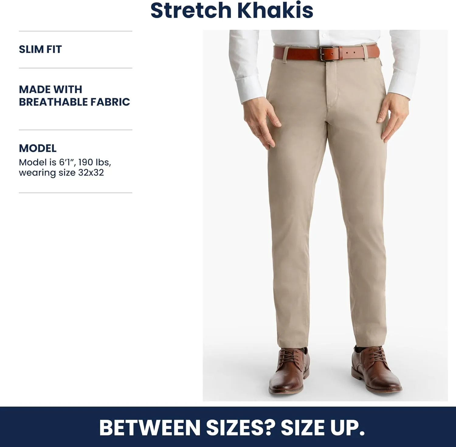 birddogs Mens Stretch Khakis – Casual, Slim Fit Pants