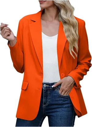 Blazers for Women Trendy Dressy Suit Jackets,2024 Winter Bussiness Suit Clothes,Long Sleeve Button Open Front Tops