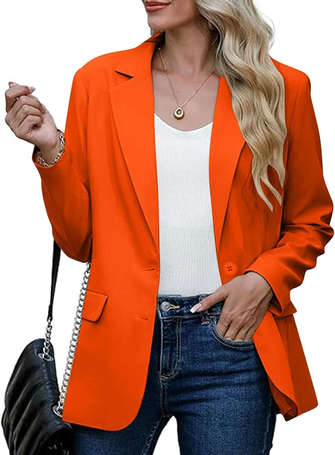 Blazers for Women Trendy Dressy Suit Jackets,2024 Winter Bussiness Suit Clothes,Long Sleeve Button Open Front Tops