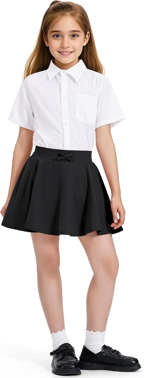 BOOPH Girls Skirts Kids Casual Mini Skorts Toddler Athletic Uniform Skirts with Pockets