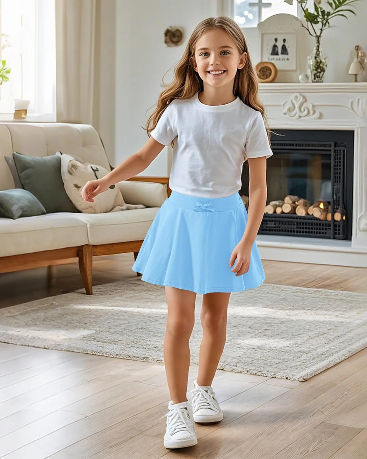 BOOPH Girls Skirts Kids Casual Mini Skorts Toddler Athletic Uniform Skirts with Pockets