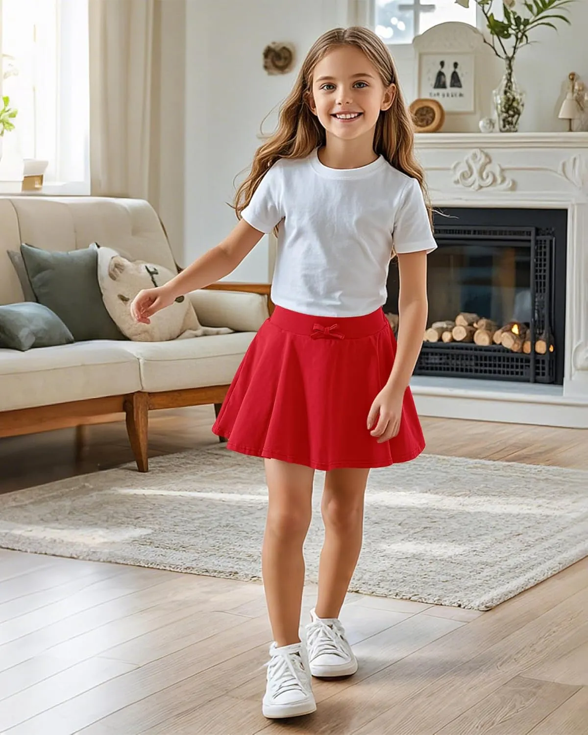 BOOPH Girls Skirts Kids Casual Mini Skorts Toddler Athletic Uniform Skirts with Pockets