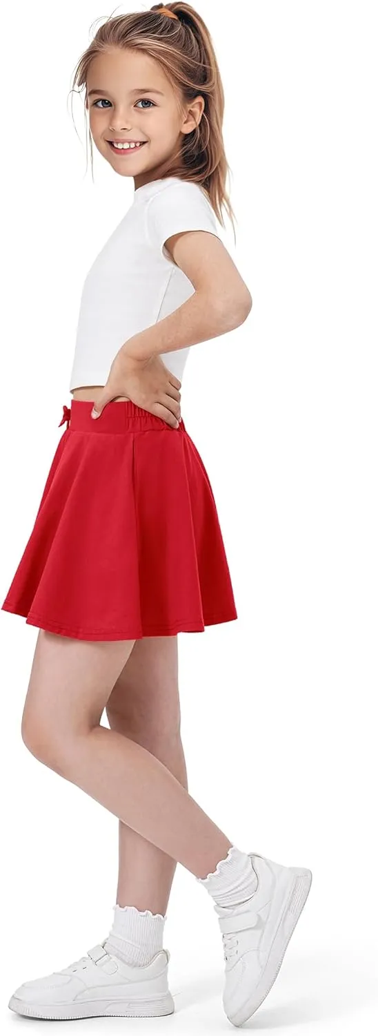 BOOPH Girls Skirts Kids Casual Mini Skorts Toddler Athletic Uniform Skirts with Pockets