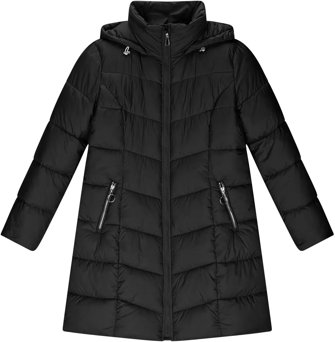 Borniu Women Winter Down Puffer Coat Warm Hooded Down Jacket Quilted Thicken Puffer Jacket Outerwear with Pockets