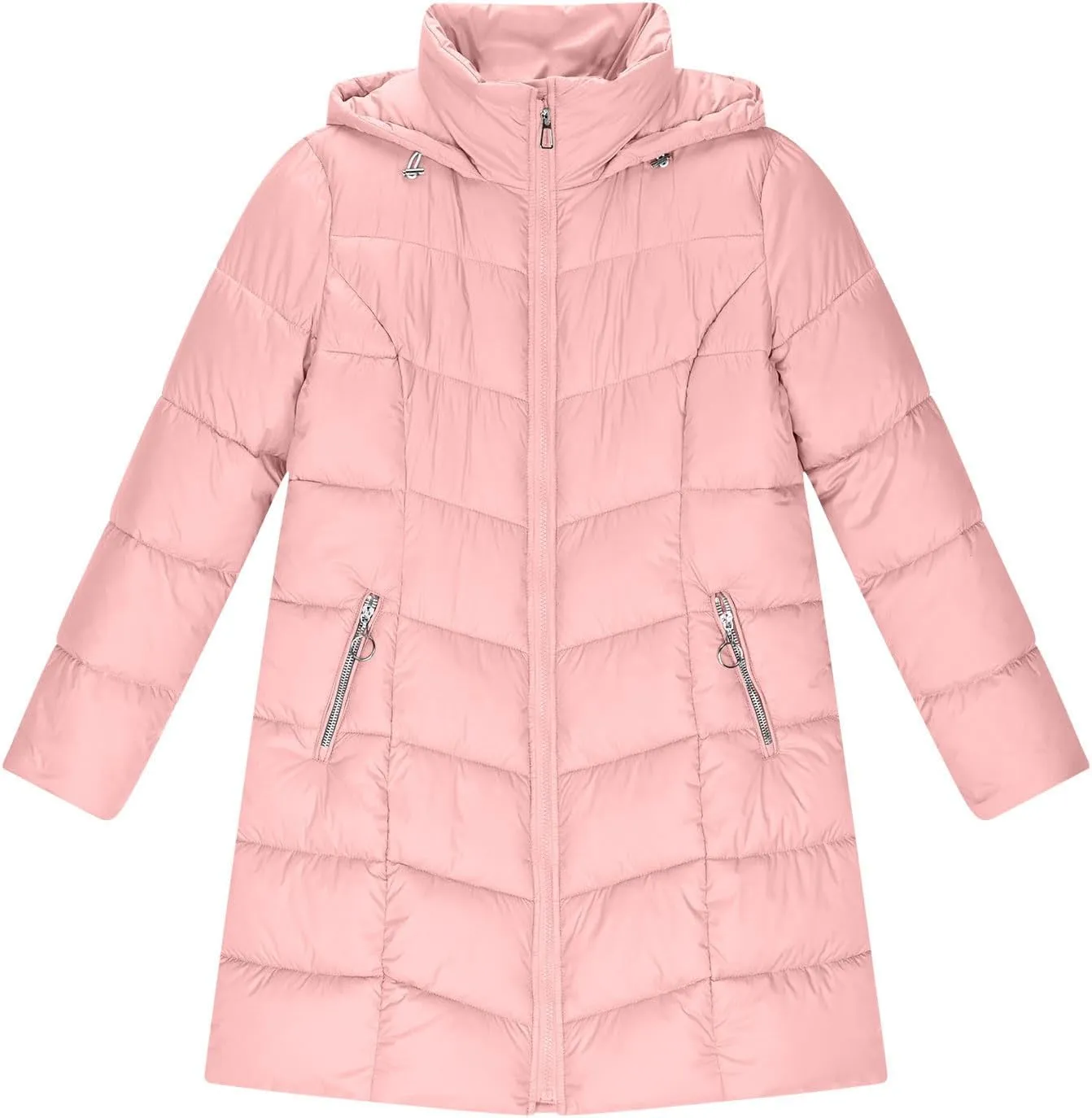 Borniu Women Winter Down Puffer Coat Warm Hooded Down Jacket Quilted Thicken Puffer Jacket Outerwear with Pockets