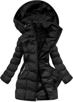 Borniu Women Winter Down Puffer Coat Warm Hooded Down Jacket Quilted Thicken Puffer Jacket Outerwear with Pockets