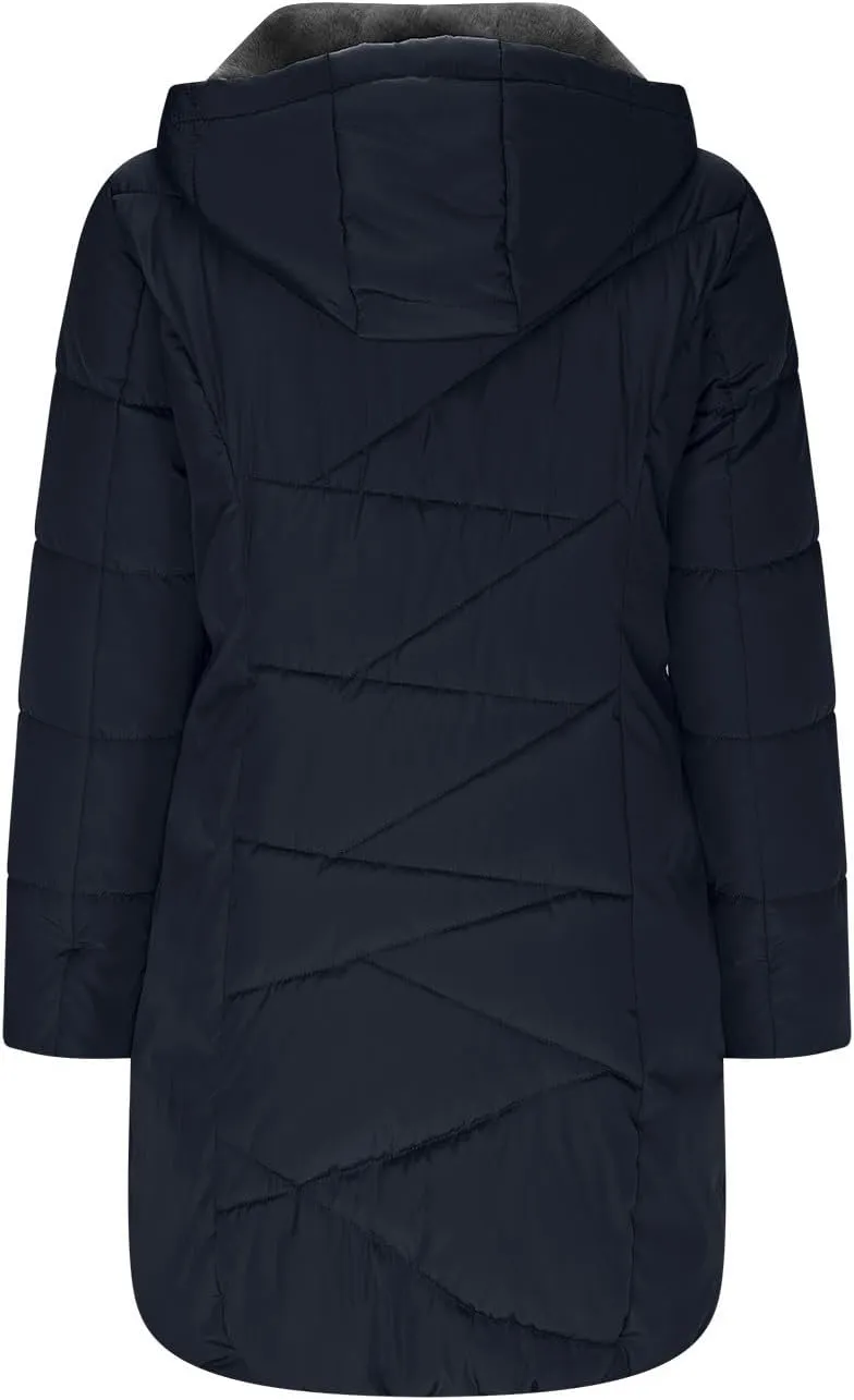 Borniu Women's Hooded Warm Winter Coat Quilted Thicken Puffer Jacket Fleece Lined Down Jacket Outerwear with Pockets
