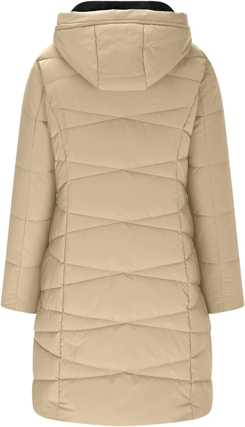 Borniu Women's Winter Coat Hooded Warm Puffer Quilted Thicken Parka Jacket Fleece Lined Down Jacket Outerwear with Pockets