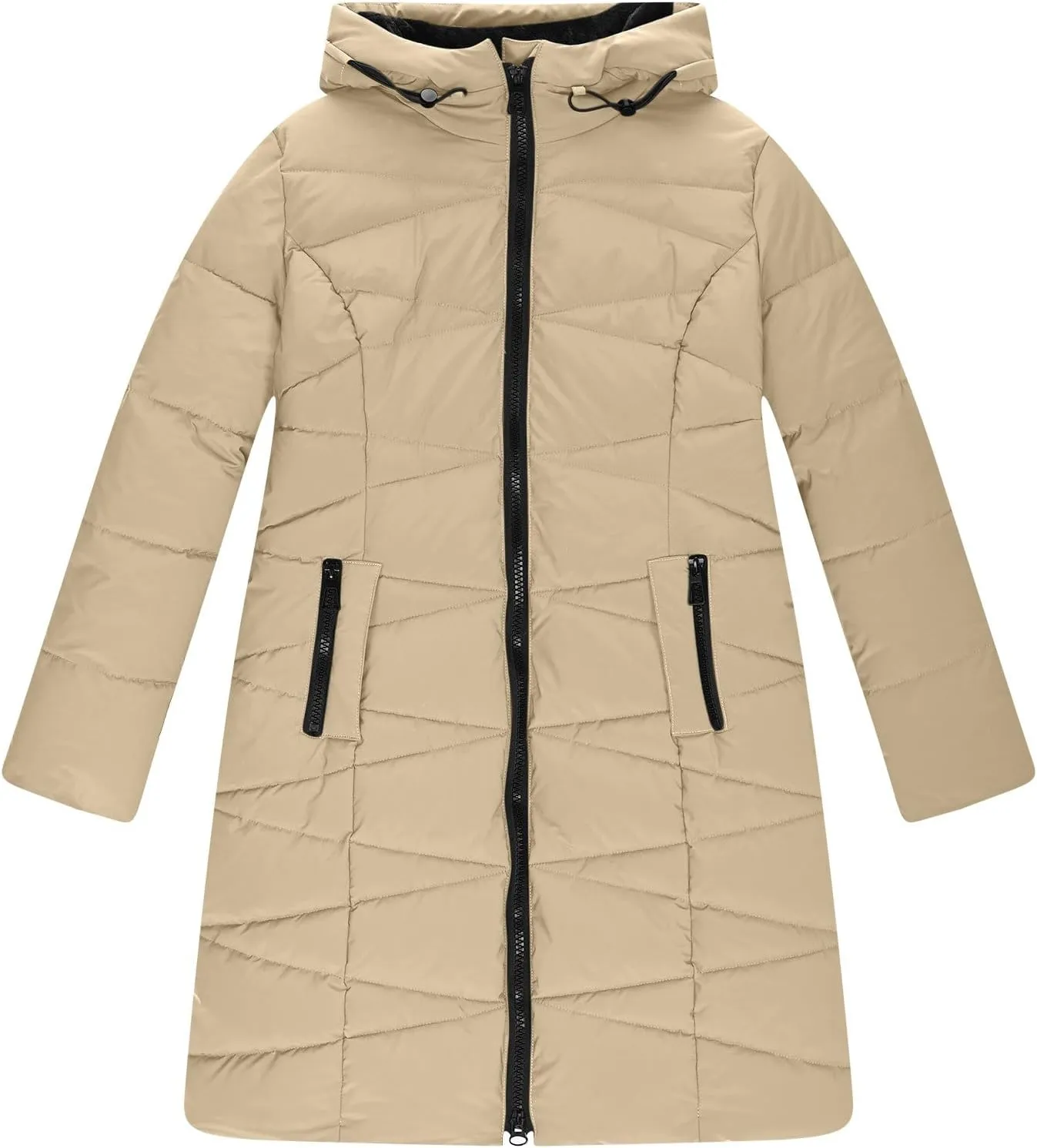 Borniu Women's Winter Coat Hooded Warm Puffer Quilted Thicken Parka Jacket Fleece Lined Down Jacket Outerwear with Pockets