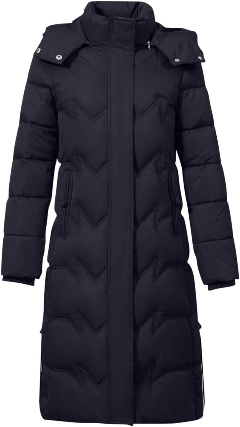 Borniu Women's Winter Down Jacket Long Quilted Puffer Coat Warm Hooded Slim Fit Outerwear Outdoor Thickened Puffer Jacket