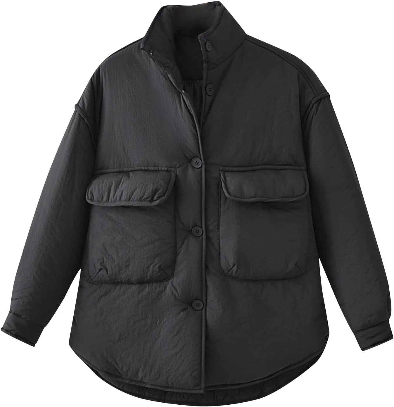 Borniu Women's Winter Down Puffer Jackets Stand Collar Zip Up Warm Lightweight Quilted Coat with Pockets 2024 Fall Outfits