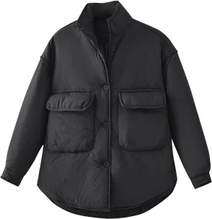 Borniu Women's Winter Down Puffer Jackets Stand Collar Zip Up Warm Lightweight Quilted Coat with Pockets 2024 Fall Outfits