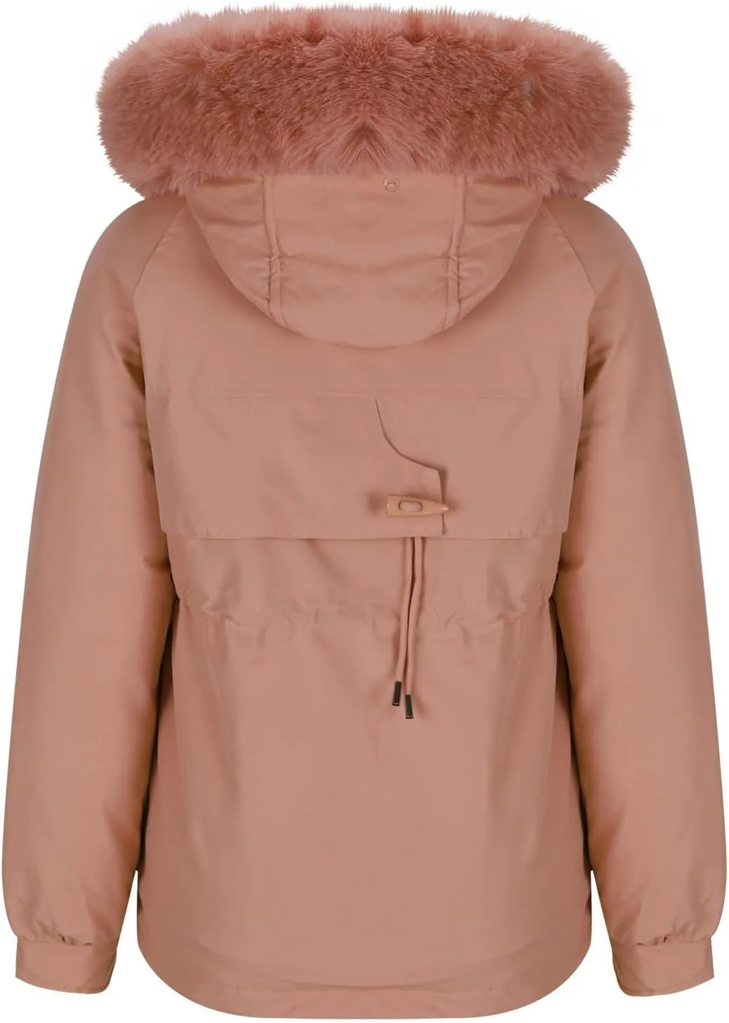Borniu Women's Winter Puffer Coat Thicken Fleece Lined Down Jacket Faux Fur Detachable Hooded Parka Jacket Outerwear