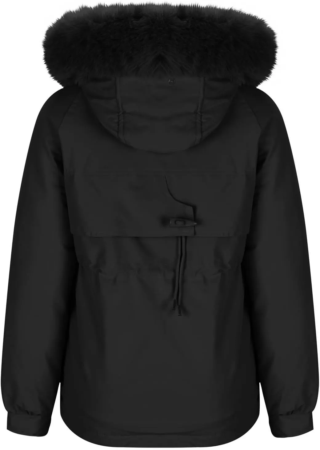 Borniu Women's Winter Puffer Coat Thicken Fleece Lined Down Jacket Faux Fur Detachable Hooded Parka Jacket Outerwear