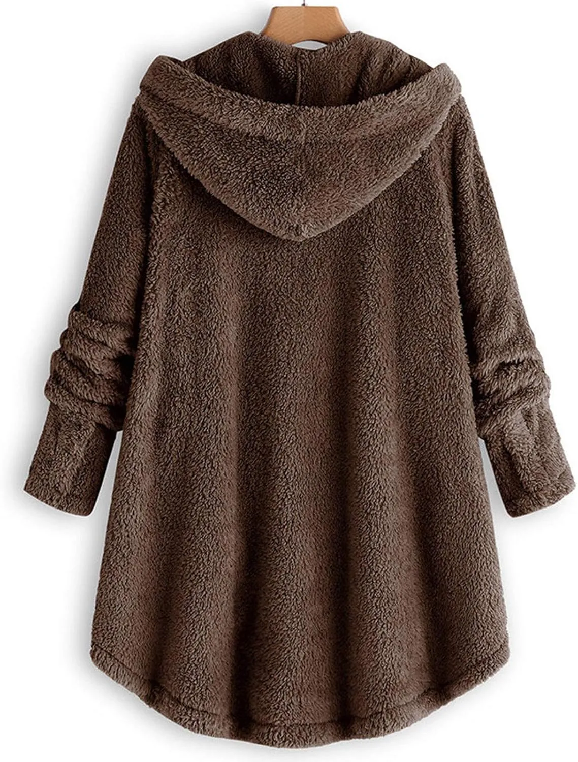 Button Down Cloak Jackets for Women Long Sleeve Fall Hoodies Fuzzy Flannel Jacket Coats Side Slit High Low Outerwears