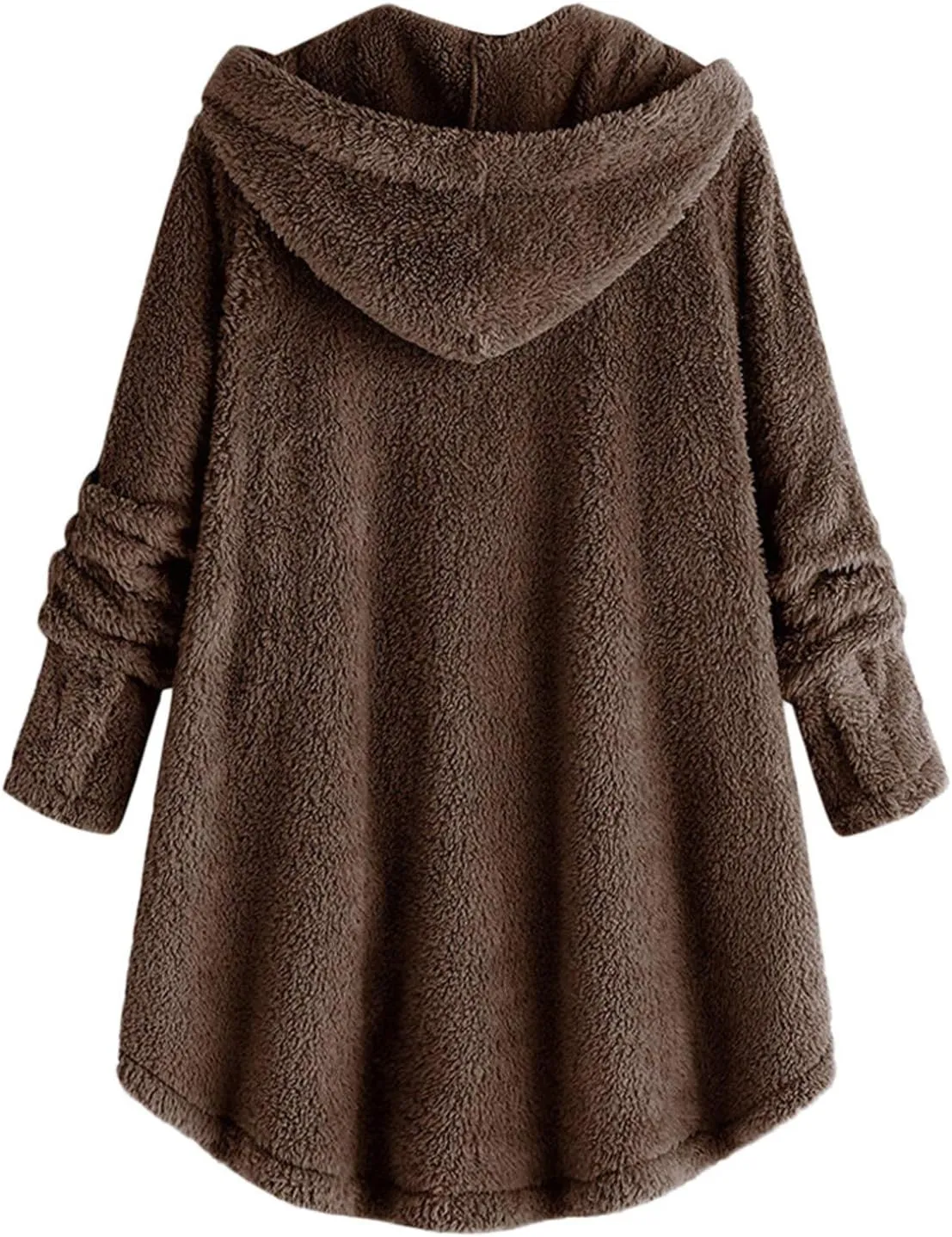 Button Down Cloak Jackets for Women Long Sleeve Fall Hoodies Fuzzy Flannel Jacket Coats Side Slit High Low Outerwears