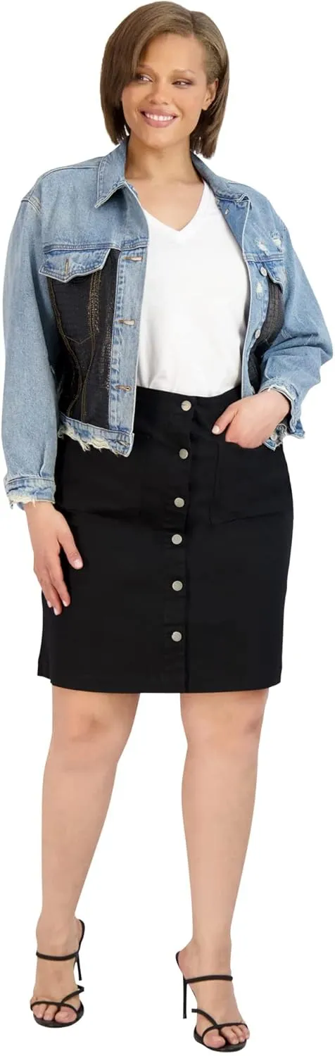 Button Skirt - Easy to Put On & Take Off Button Front Skirt - Soft/Comfortable Women's Skirts