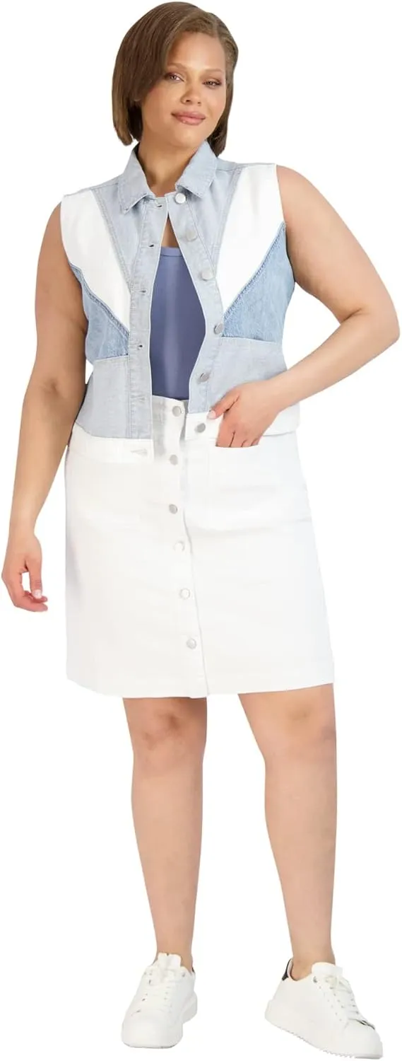 Button Skirt - Easy to Put On & Take Off Button Front Skirt - Soft/Comfortable Women's Skirts