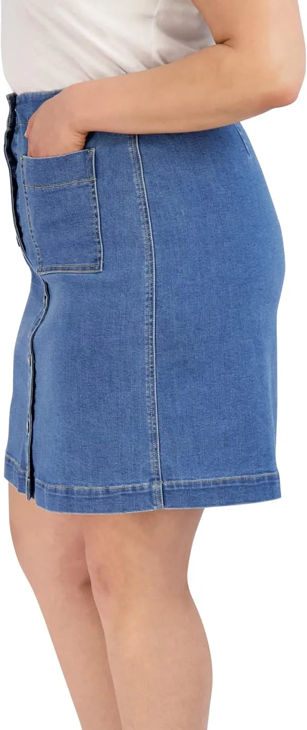 Button Skirt - Easy to Put On & Take Off Button Front Skirt - Soft/Comfortable Women's Skirts