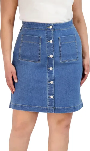 Button Skirt - Easy to Put On & Take Off Button Front Skirt - Soft/Comfortable Women's Skirts