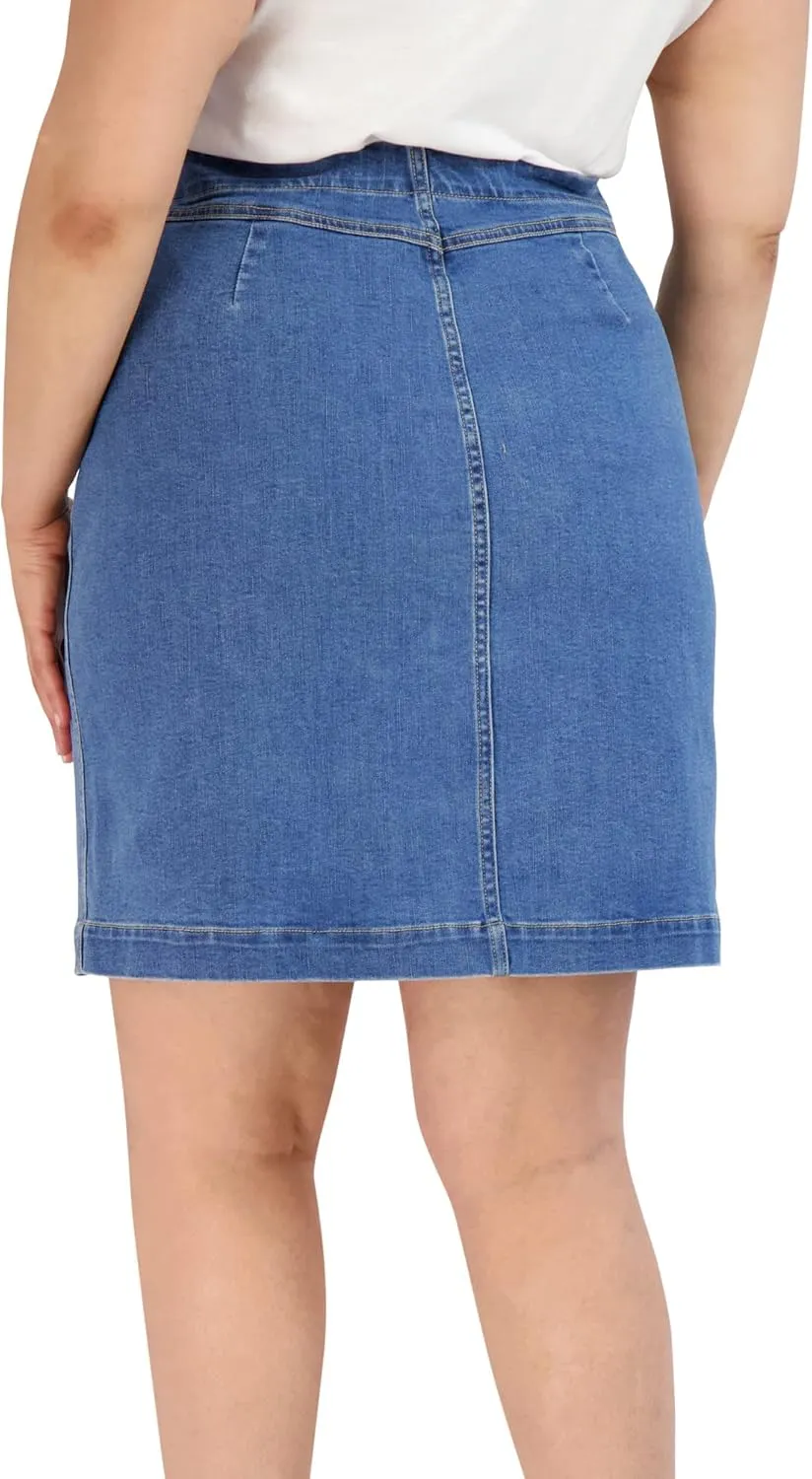 Button Skirt - Easy to Put On & Take Off Button Front Skirt - Soft/Comfortable Women's Skirts