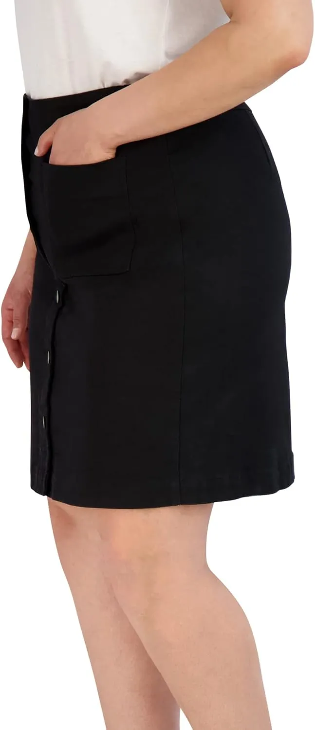 Button Skirt - Easy to Put On & Take Off Button Front Skirt - Soft/Comfortable Women's Skirts