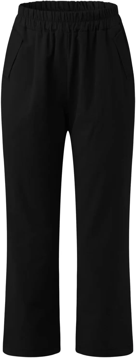 Capri Linen Pants for Women Casual Loose Fit Straight Leg Trouser Elastic High Waisted Comfy Wear to Wotk Pants