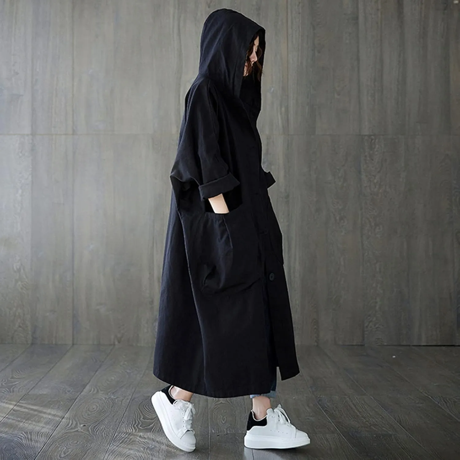 Classic Belted Lapel Overcoat Outwear Long Womens Jacket Overcoat Women'S Coat Womens Fall Fashion Winter Trench