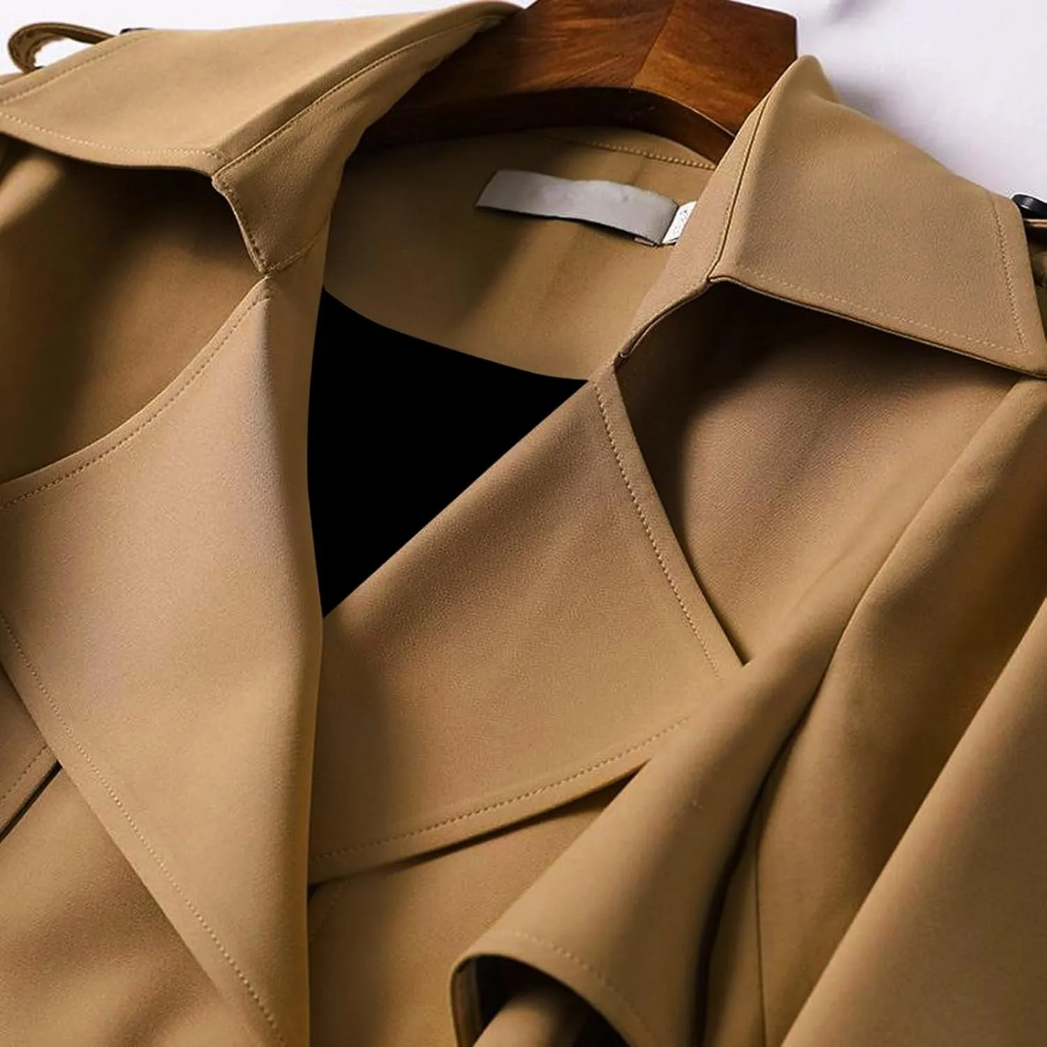 Classic Belted Lapel Overcoat Outwear Long Womens Jacket Overcoat Women'S Coat Womens Fall Fashion Winter Trench