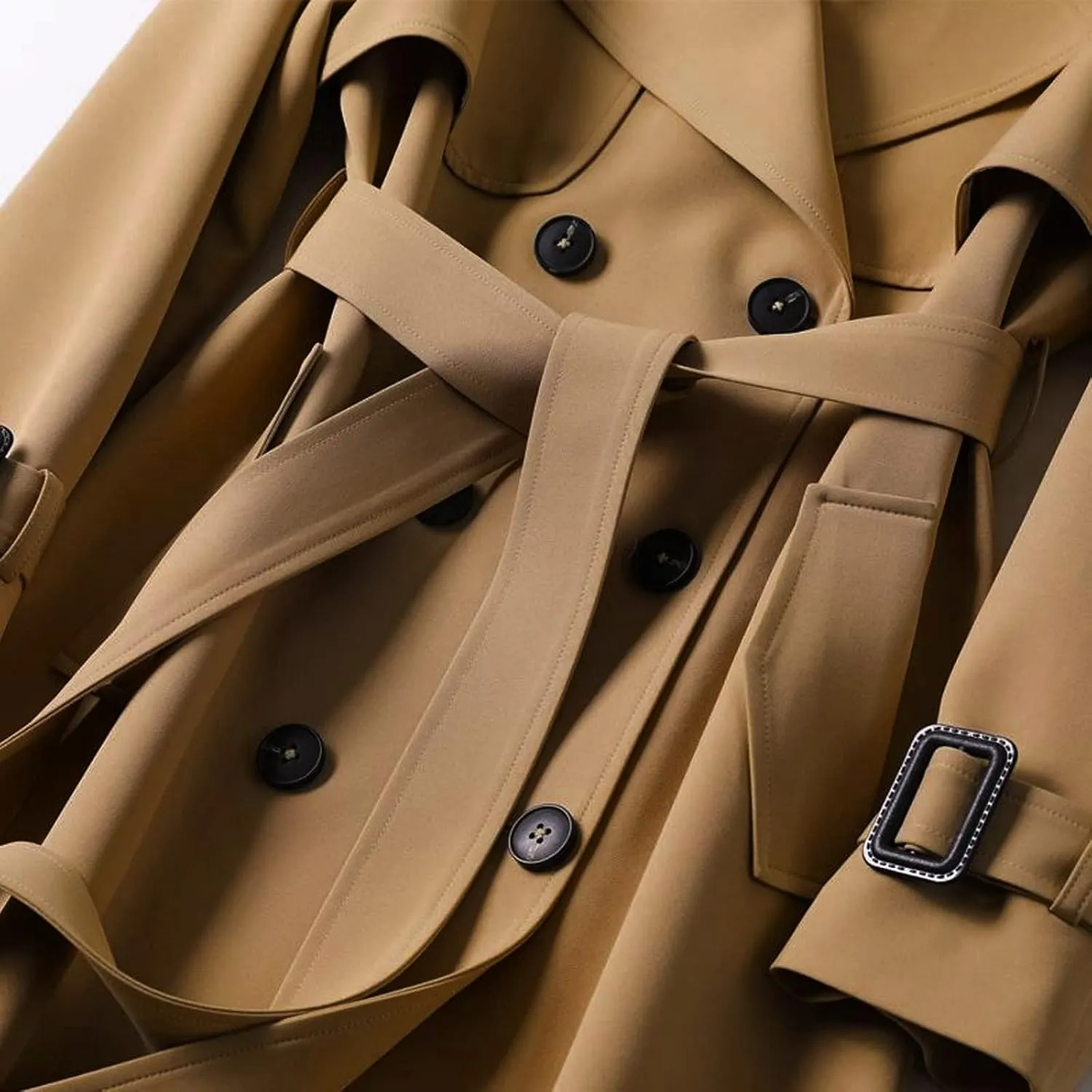 Classic Belted Lapel Overcoat Outwear Long Womens Jacket Overcoat Women'S Coat Womens Fall Fashion Winter Trench